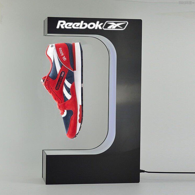 Floating Shoe Display Magnetic Levitating Sneaker Stand Holder Rotation Acrylic Rack with LED Light for Gift Advertising