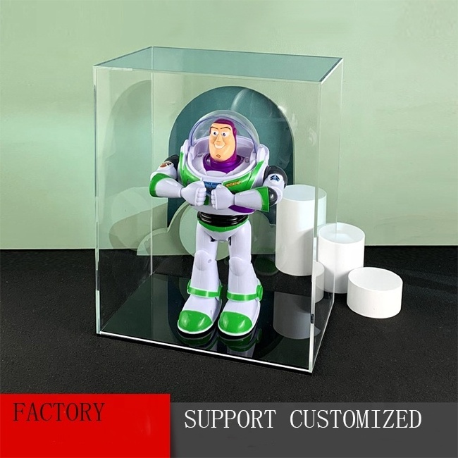 Customized Clear Acrylic Box With Base Cube Organizer Plexiglass Cabinet Toy Display Boxes Cake Acrylic Reptile Display Cases