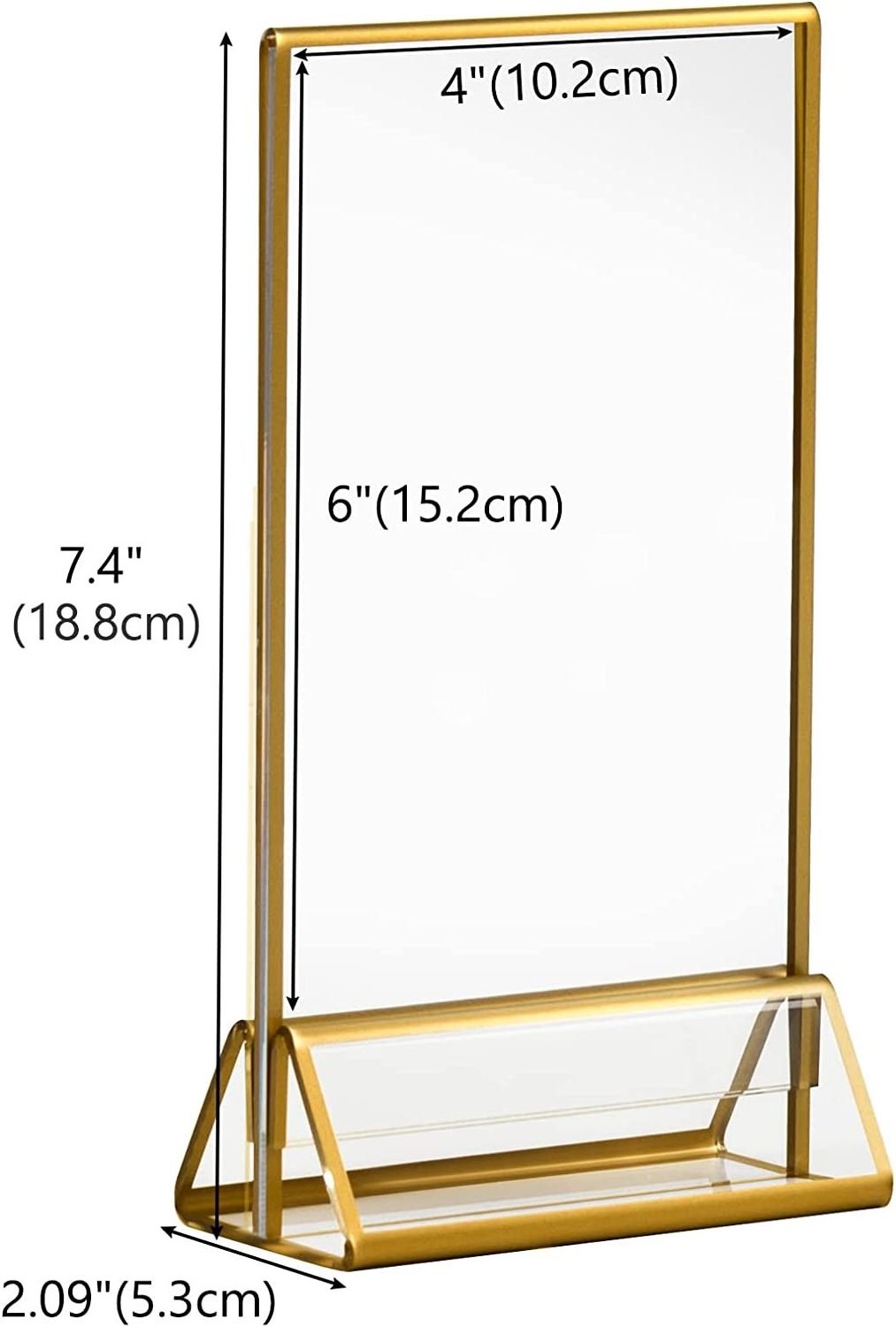 Acrylic Sign Holders Gold Border 4x6 Gold Clear Picture Frames Vertical Stand Double Sided Menu Holder Display for Wedding Table