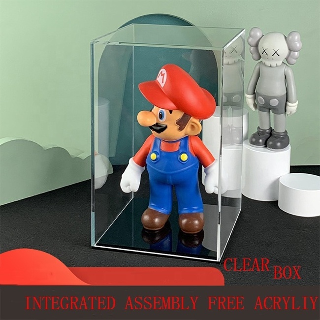 Customized Clear Acrylic Box With Base Cube Organizer Plexiglass Cabinet Toy Display Boxes Cake Acrylic Reptile Display Cases