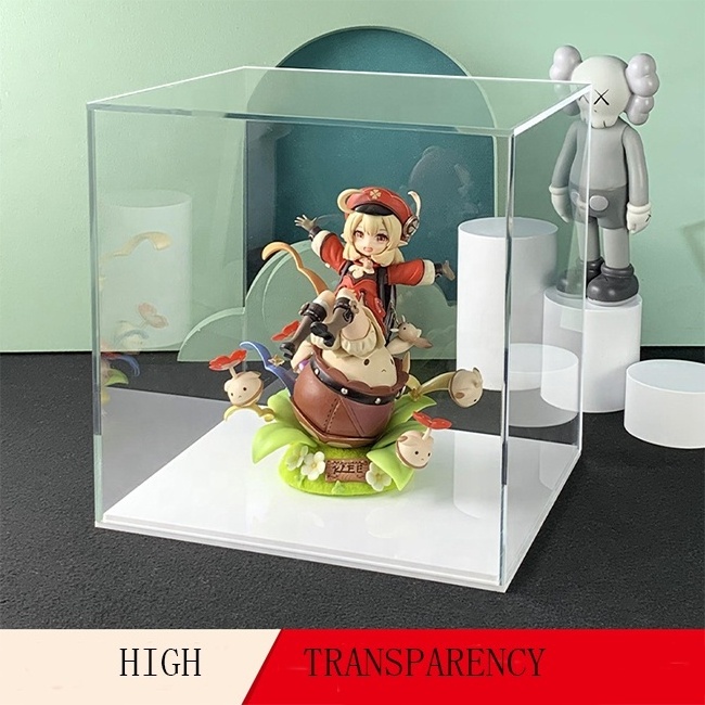 Customized Clear Acrylic Box With Base Cube Organizer Plexiglass Cabinet Toy Display Boxes Cake Acrylic Reptile Display Cases