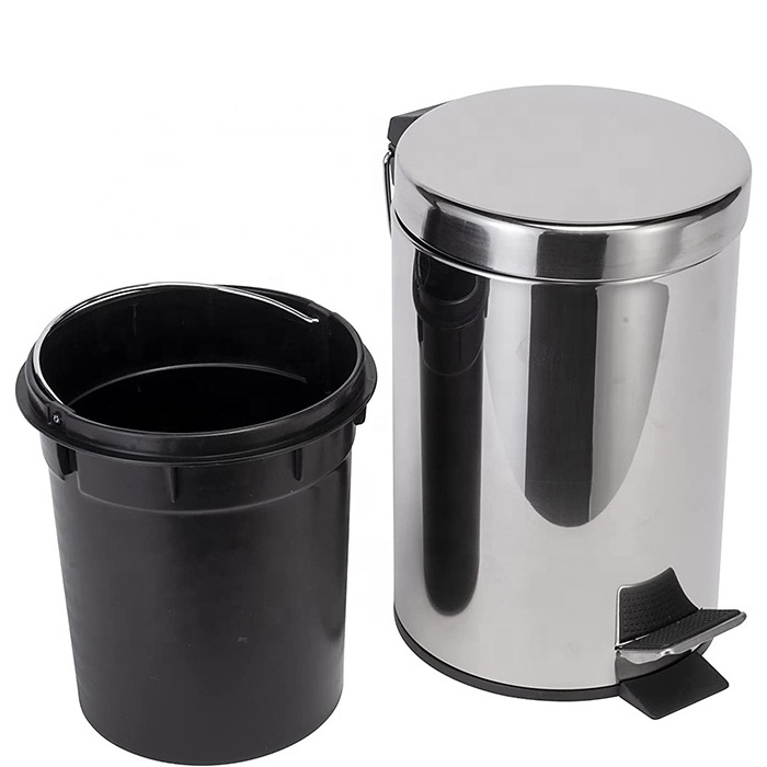 3L-30L Stainless Steel Home Kitchen Lid Step Pedal Waste Bin Metal Step Trash Can Garbage Can Foot Pedal Trash Bin