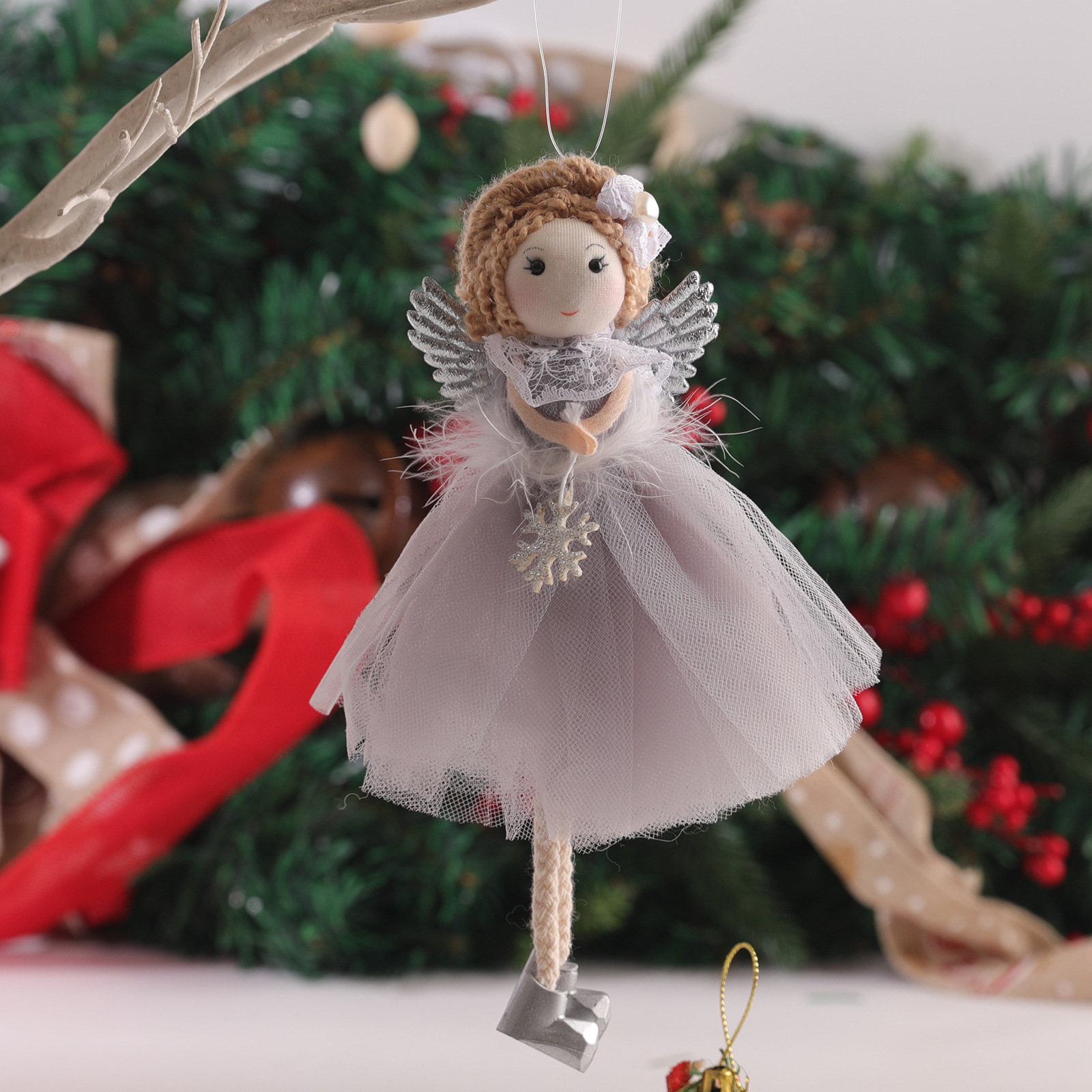 New Xmas Gauze Plush Ballet Girl Christmas Tree Ornaments Christmas Hanging Angel Pendants For Christmas Tree Decor