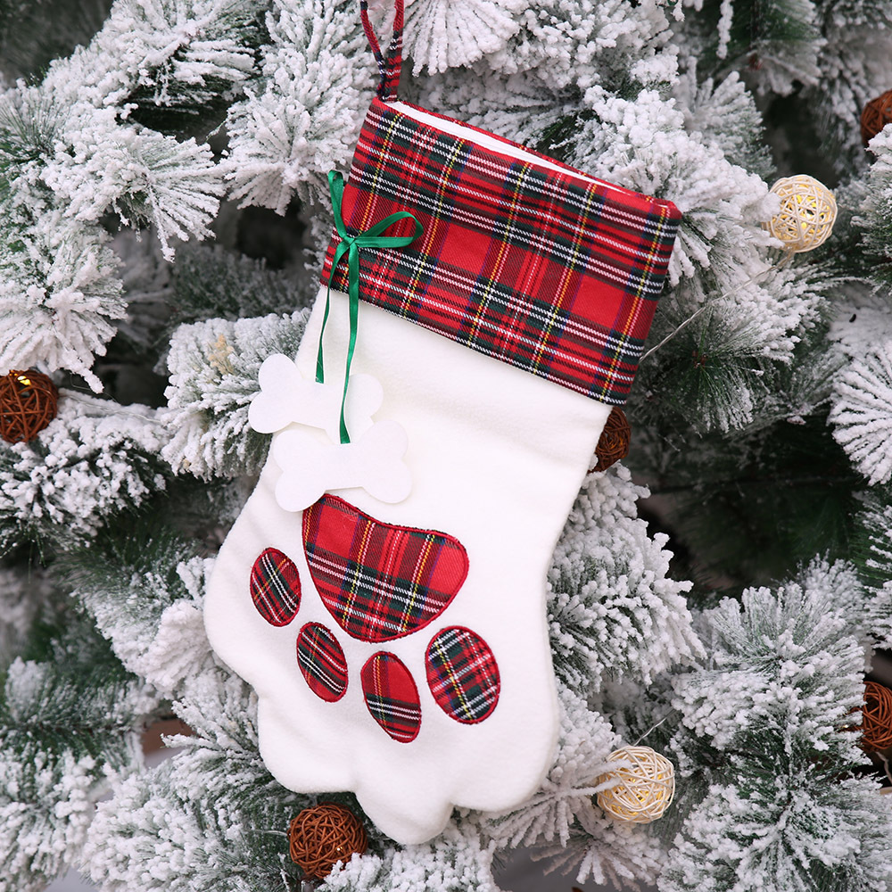 Hot Sell Stocking Luxury Plush Buffalo Black White Red plaid Vintage Custom Dog Cat Pet Christmas 2021 Stocking