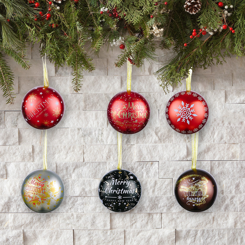 Christmas Tree Candy Iron Balls Pendant Xmas Detachable Tinplate Candy Box Hanging for Christmas Holiday Gifts Tree Decoration