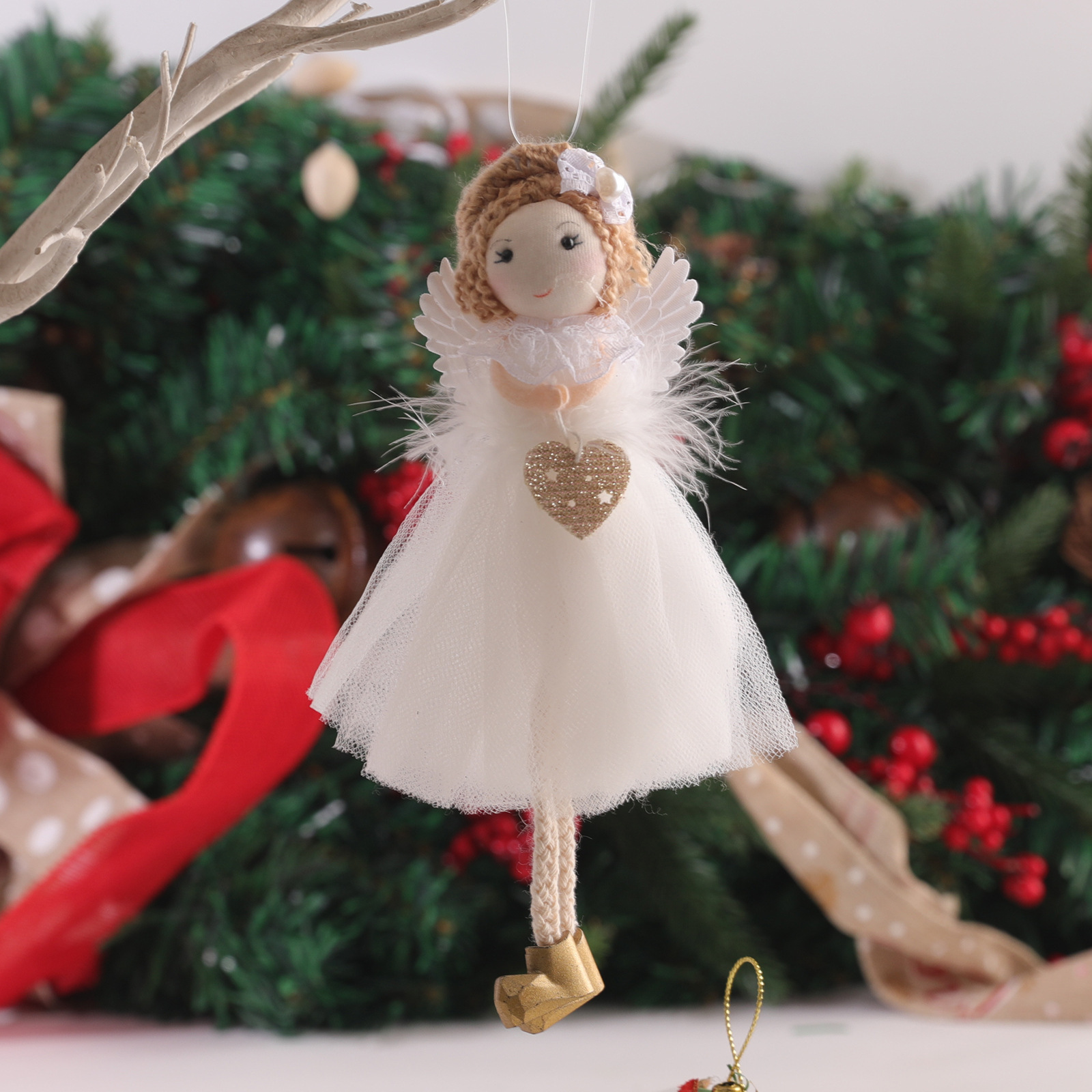 New Xmas Gauze Plush Ballet Girl Christmas Tree Ornaments Christmas Hanging Angel Pendants For Christmas Tree Decor