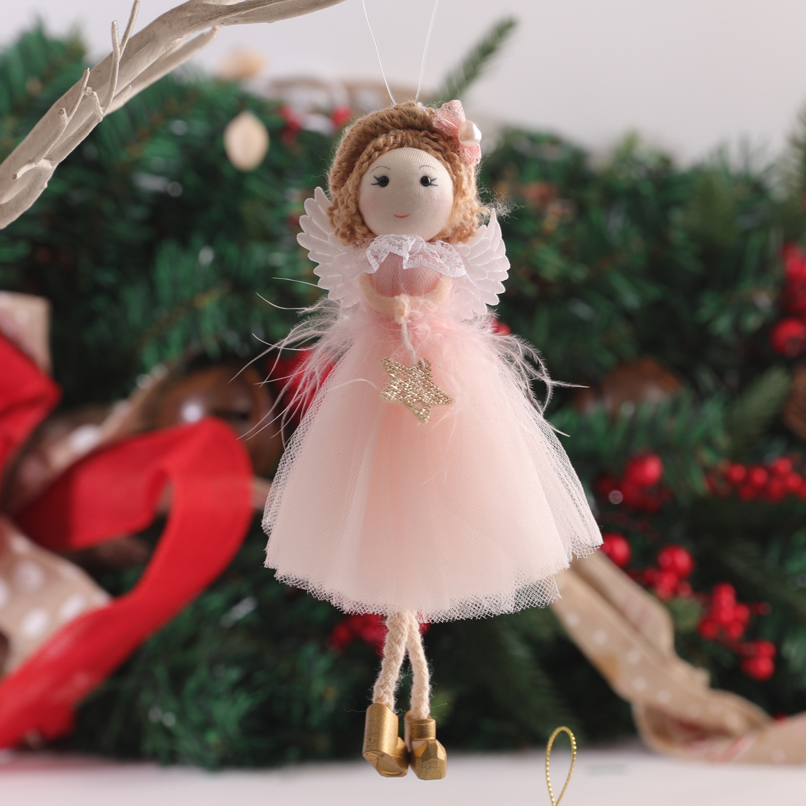 New Xmas Gauze Plush Ballet Girl Christmas Tree Ornaments Christmas Hanging Angel Pendants For Christmas Tree Decor