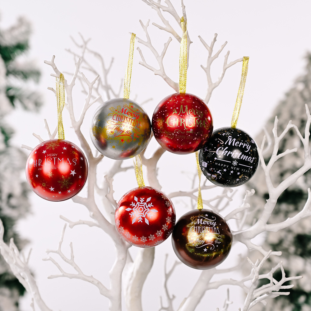 Christmas Tree Candy Iron Balls Pendant Xmas Detachable Tinplate Candy Box Hanging for Christmas Holiday Gifts Tree Decoration