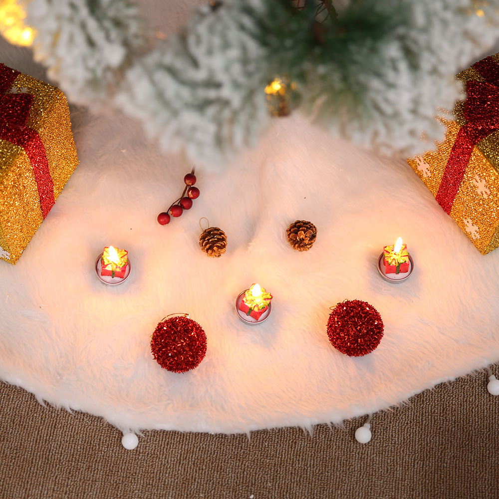 Hot selling White Christmas tree cloth deco Christmas decorations thick pure white faux fur Christmas tree skirt