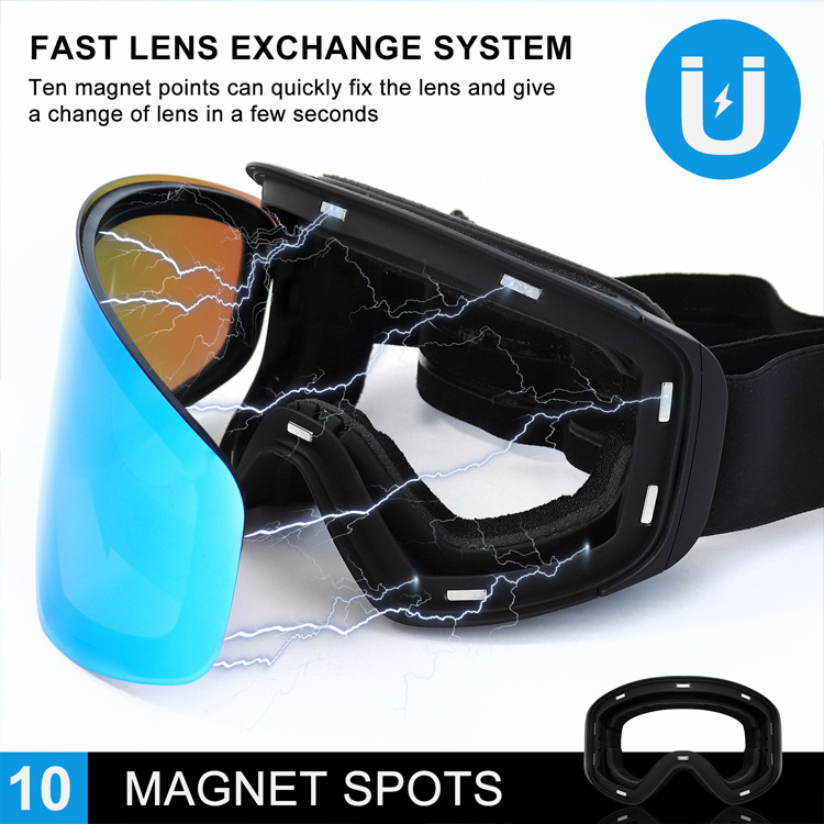 Ski Goggles OEM Custom logo wholesale protective Anti-Fog Magnetic removable lens Snowboard Glasses Snow Goggles for men women