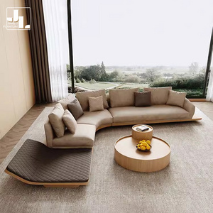 High Quality L Shape Nordic Design Wooden Frame Fabric Sofa Living Room Villa Hotel Apartment Creative Lounge Sofa