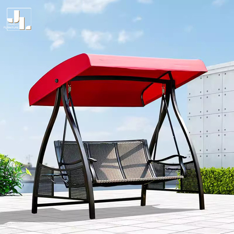 High Quality Outdoor Garden 3 Seater Fabric With Metal Frame Swing Chair Beach Villa Courtyard Pool Side Balcony Rocking Chair