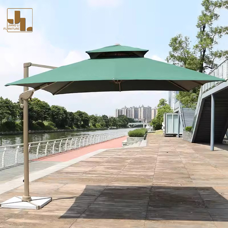 Outdoor Furniture Modern Simple Square Aluminum Frame Fabric Umbrella Hotel Terrace Balcony Villa Sunshade Umbrella With Box