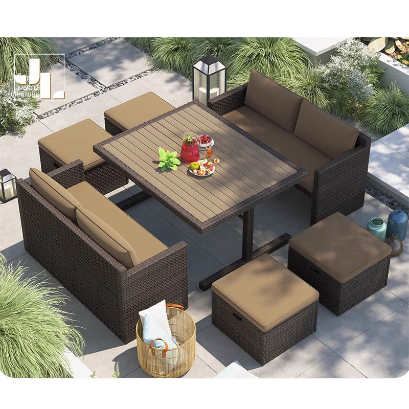 Outdoor Weave Rattan Simple Leisure Sofa And Table Furniture Set Garden Patio Balcony Sofa With Storage Function