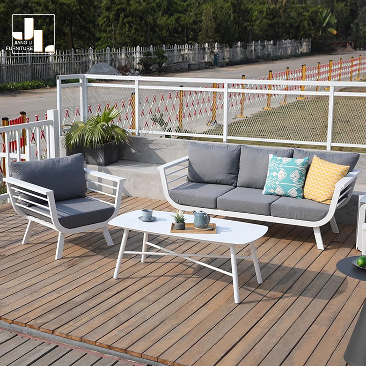 Outdoor Sofa Combination Nordic Furniture Hotel Villa 3seat Sofa Balcony Terrace Garden Aluminum Frame Fabric Single Sofa Chair