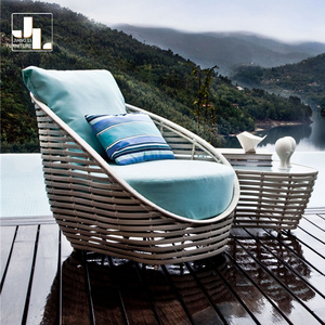 Nordic Modern Hotel Patio Aluminum Frame Rattan Single Sofa Chair Leisure Outdoor Garden Villa Beach Pool Sofa Set Furniture