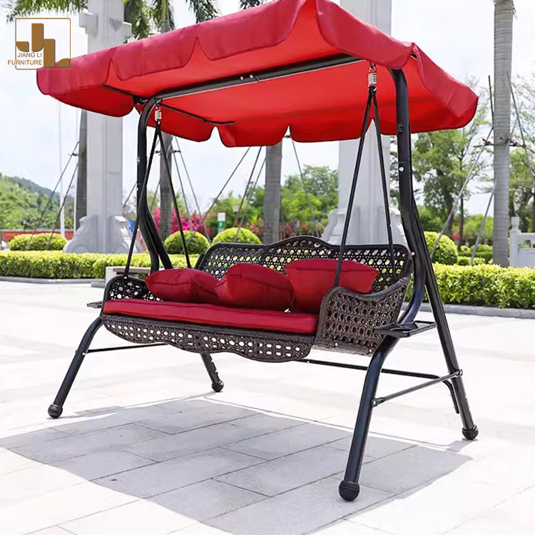 Backyard Furniture Modern Waterproof Garden Terrace 3 Seater Swing Outdoor Hotel Villa Pool Beach Hanging Chair With Cushion