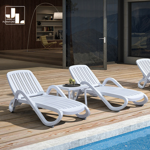 Courtyard Swimming Pool Modern Outdoor Plastic Sun Bed Furniture Villa Garden Patio Hotel Leisure Adjustable Lounger