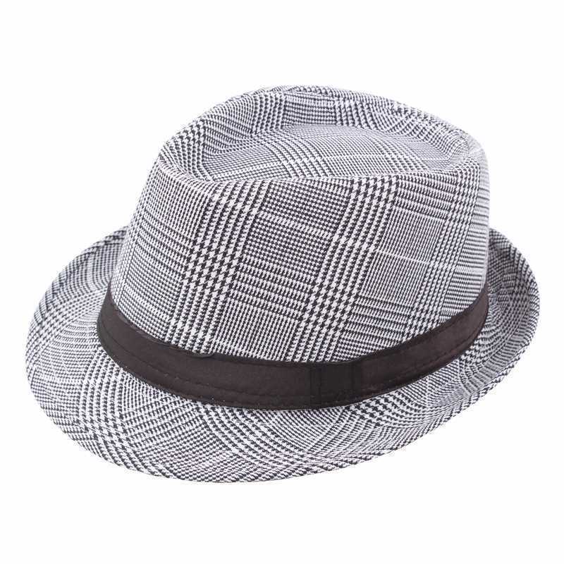 Wholesale Classic New Promotional Grid Jazz Wide Brim Trilby Hat Women Men Fedora Hats