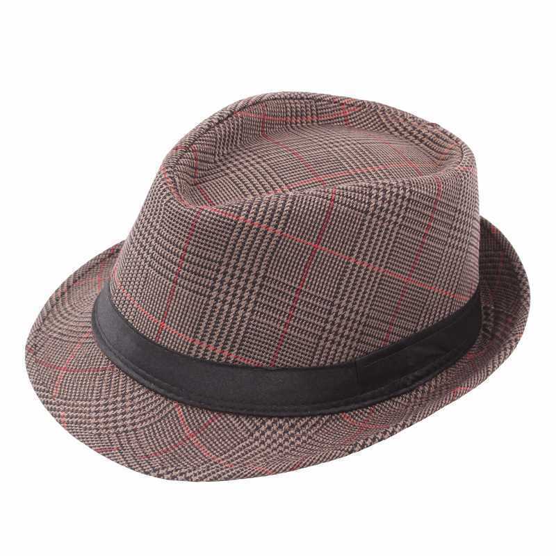 Wholesale Classic New Promotional Grid Jazz Wide Brim Trilby Hat Women Men Fedora Hats