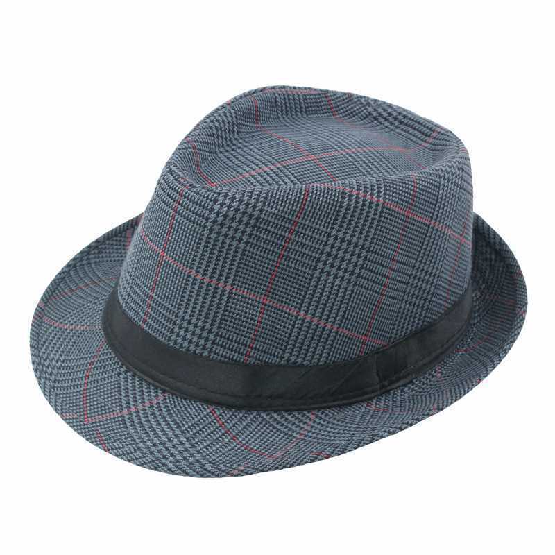 Wholesale Classic New Promotional Grid Jazz Wide Brim Trilby Hat Women Men Fedora Hats