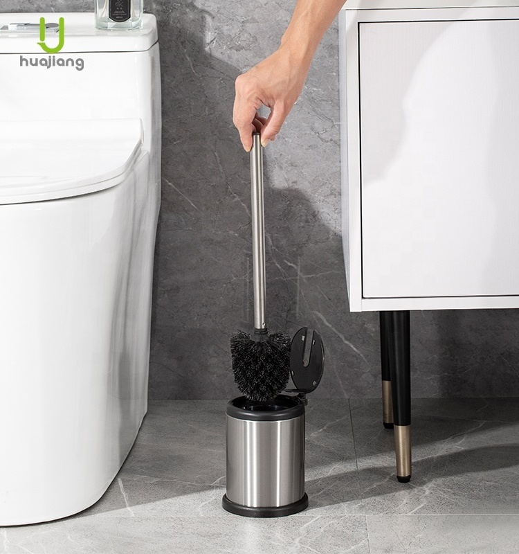 Economic Stainless Steel Toilet Brush with Easy Automatic Open Holder Toilet Brush Holder