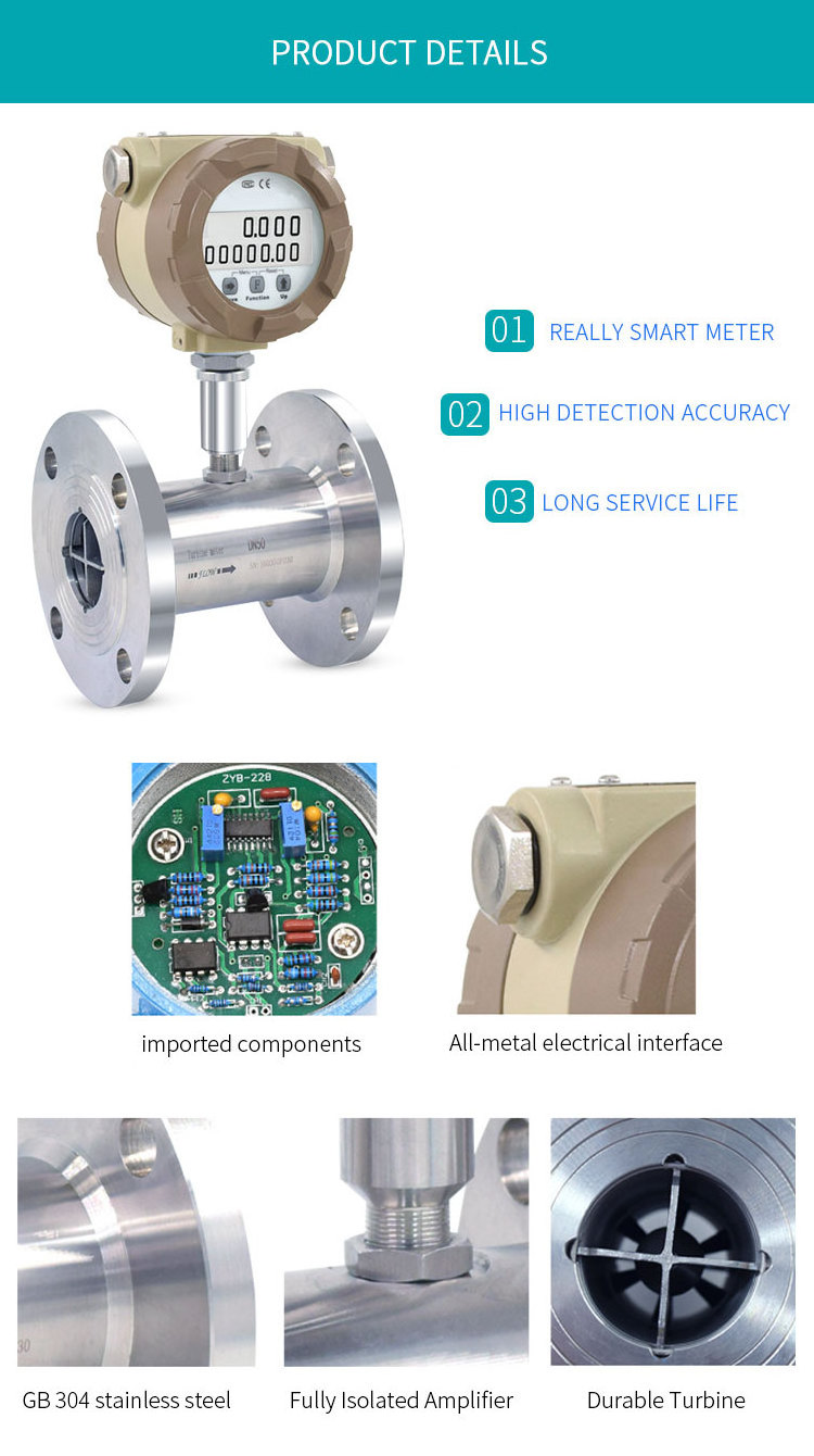 Liquid Turbine Fuel Flowmeter Oil Flow Meter Diesel Flow Meters For Pure Water Measurement