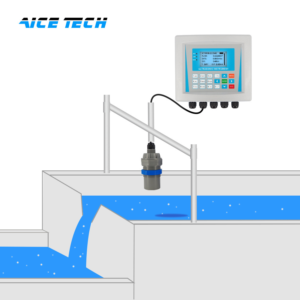 Aice Tech Water Flow Meter Open Channel Sewage Embedded Ultrasonic Water Level Measurement