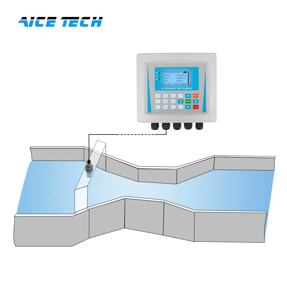 Aice Tech Water Flow Meter Open Channel Sewage Embedded Ultrasonic Water Level Measurement