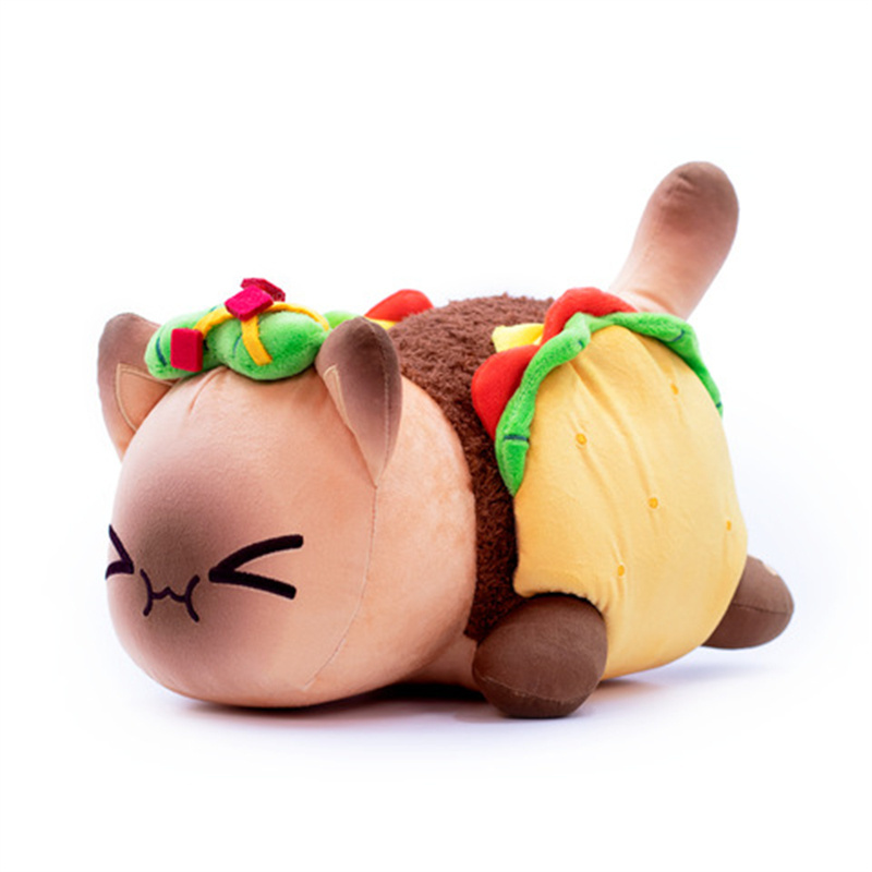 Popular Toys Plush Cat Food Cats French Fries Burger Pillow Toys Cute Plushy Cats Doll Push Toy For Girls Boys Birthday Gifts