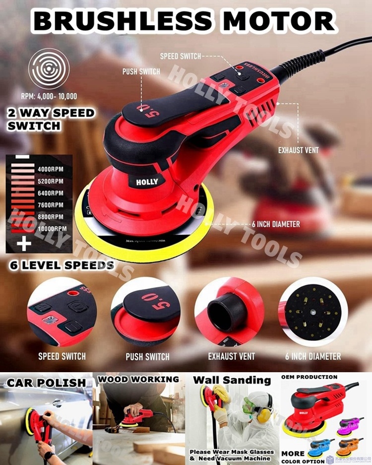 350W Multi Function Random Orbital Sander With Paddle Switch LCD Display Lijadoras Roto Orbit Electric Sanding Usage Tool Sander