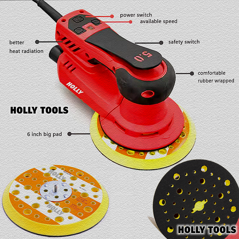 350W Multi Function Random Orbital Sander With Paddle Switch LCD Display Lijadoras Roto Orbit Electric Sanding Usage Tool Sander