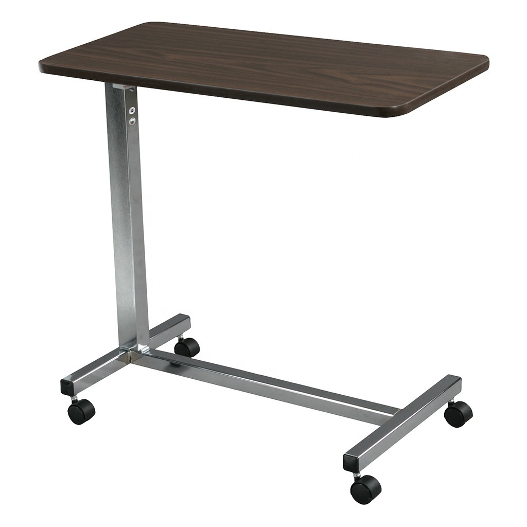 Medical Overbed Table with Wheels and Adjustable Height Over Bed Table for Home and Hospital Use