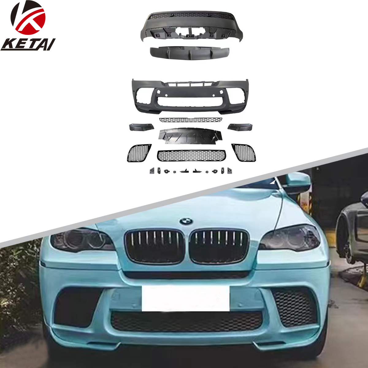 New car parts Mp style Body kit for BMW X6 E71 upgrade MP front bumper rear lip front grille spoiler body kits