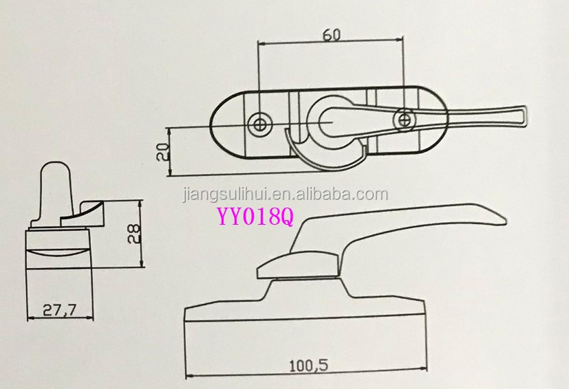 Windows And Doors Hardware Touch Locke Long Handle Luxury UPVC Crescent Moon Lock