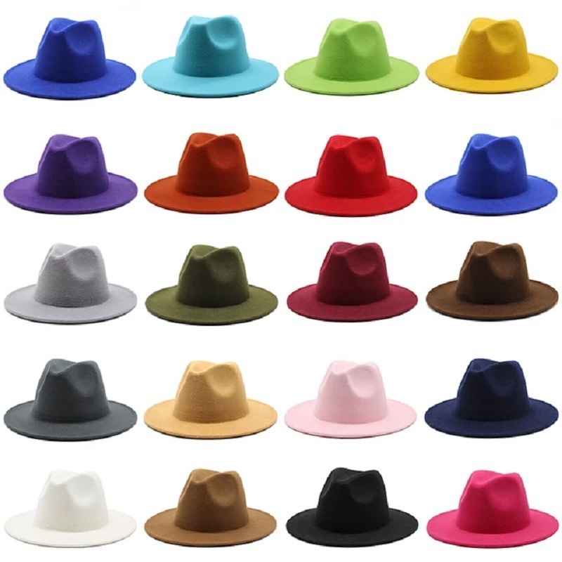 New Design Custom Winter 100% Wool Stiff Wide Brim Fedora Hats Unisex Wholesale Felt Hat Bands