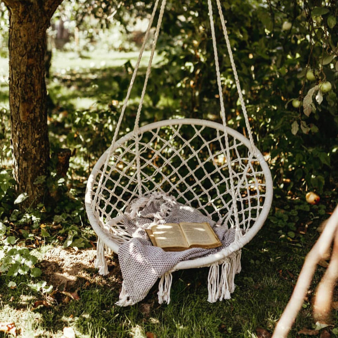 Macrame Swing Outdoor& indoor Handmade Cotton Fabric Macrame Hammock Chair Swing