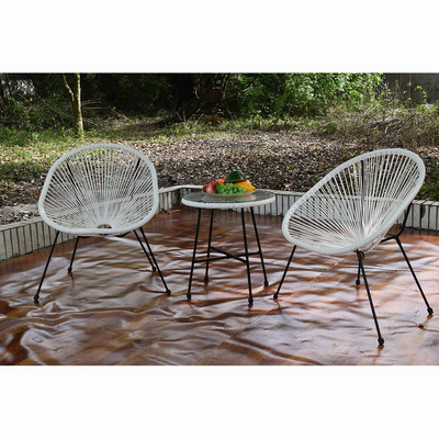 TIPTOP 3 Piece Patio  Set Acapulco Chair Conversation Bistro Set Indoor Outdoor Patio Furniture Sets with Glass Top Table