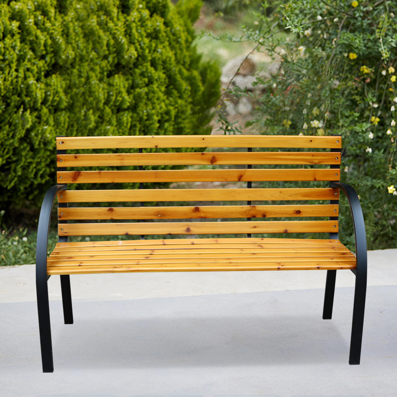 Outdoor Antique Furniture Solid Wood Bench Public Long Park Garden Patio Bench Chair Cast Iron Vintage Metal Modern Furniture