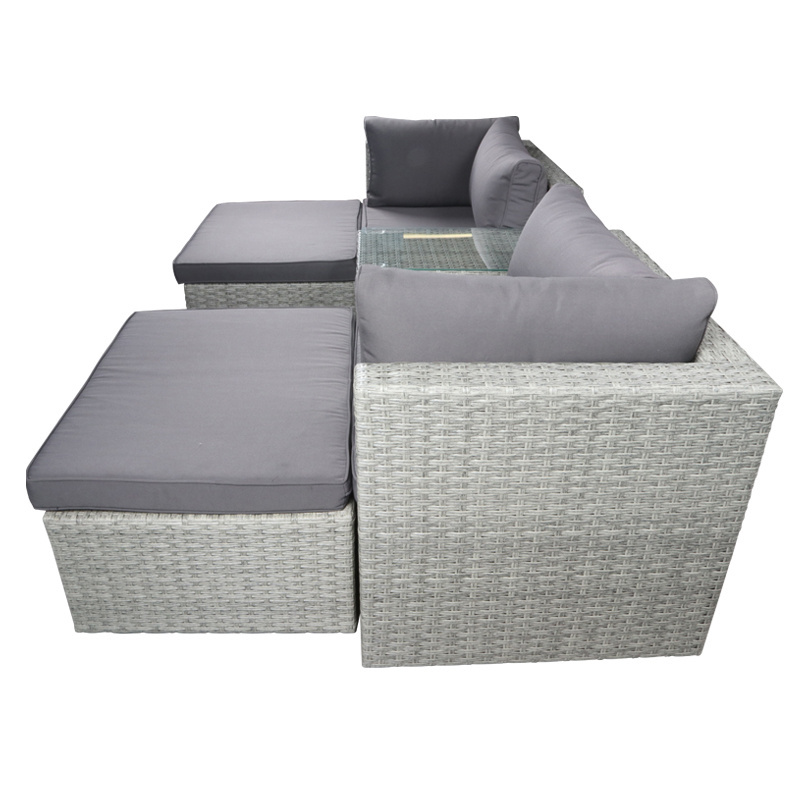 Patio Outdoor Garden Furniture Sets Rattan Corner Sofa Sets With Ottoman/Stools And Single Sofas