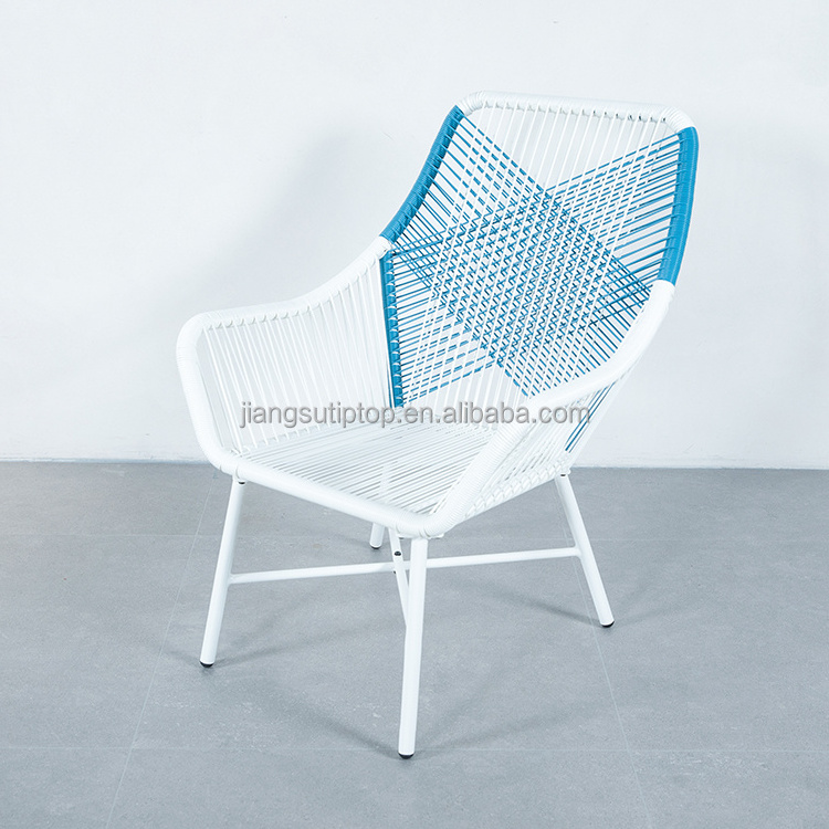 Luxury Garden Rattan Nordic Style Outdoor Furniture garden chair with ottoman colored Single Rattan Chair With Foot Stool