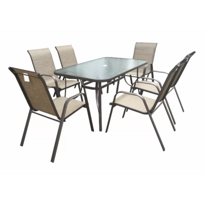 Promotion Outdoor Waterproof Patio Dining Table And 6 Stackable Chairs Furniture Set patio set outdoor furniture