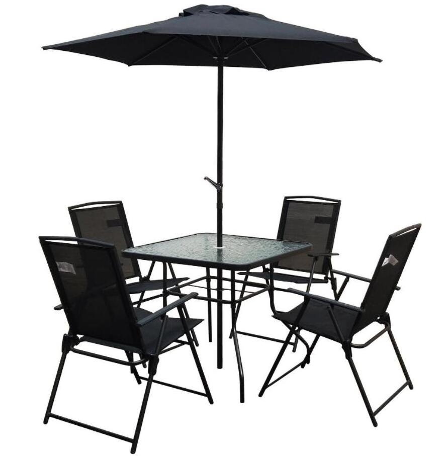 Popular European Garden Bistro Set Metal Table and Chair and Umbrella Set Iron Customized Outdoor Furniture Modern Folding