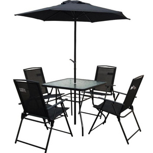 Popular European Garden Bistro Set Metal Table and Chair and Umbrella Set Iron Customized Outdoor Furniture Modern Folding