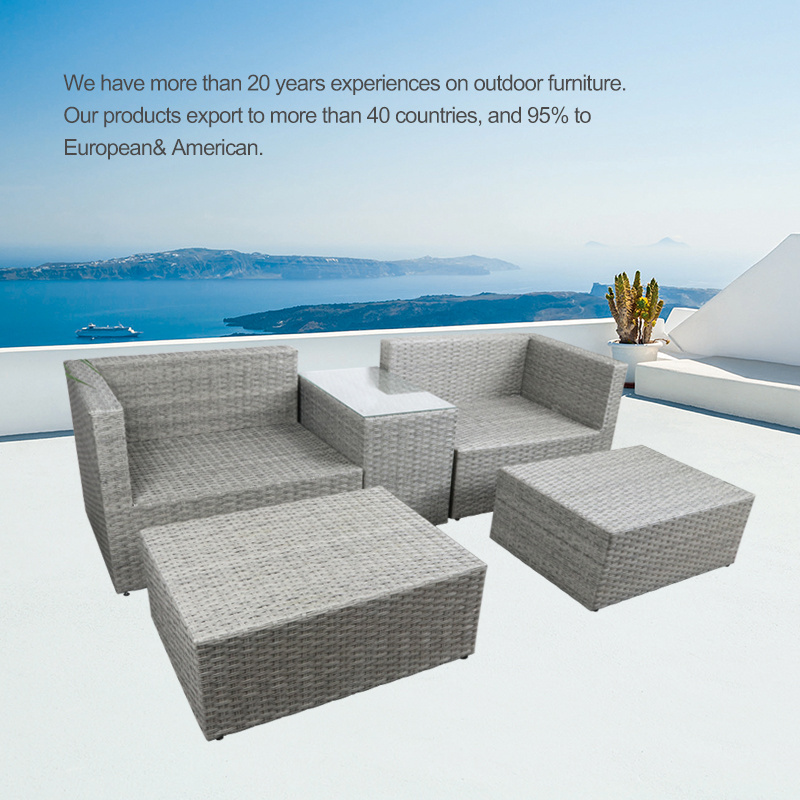 Patio Outdoor Garden Furniture Sets Rattan Corner Sofa Sets With Ottoman/Stools And Single Sofas