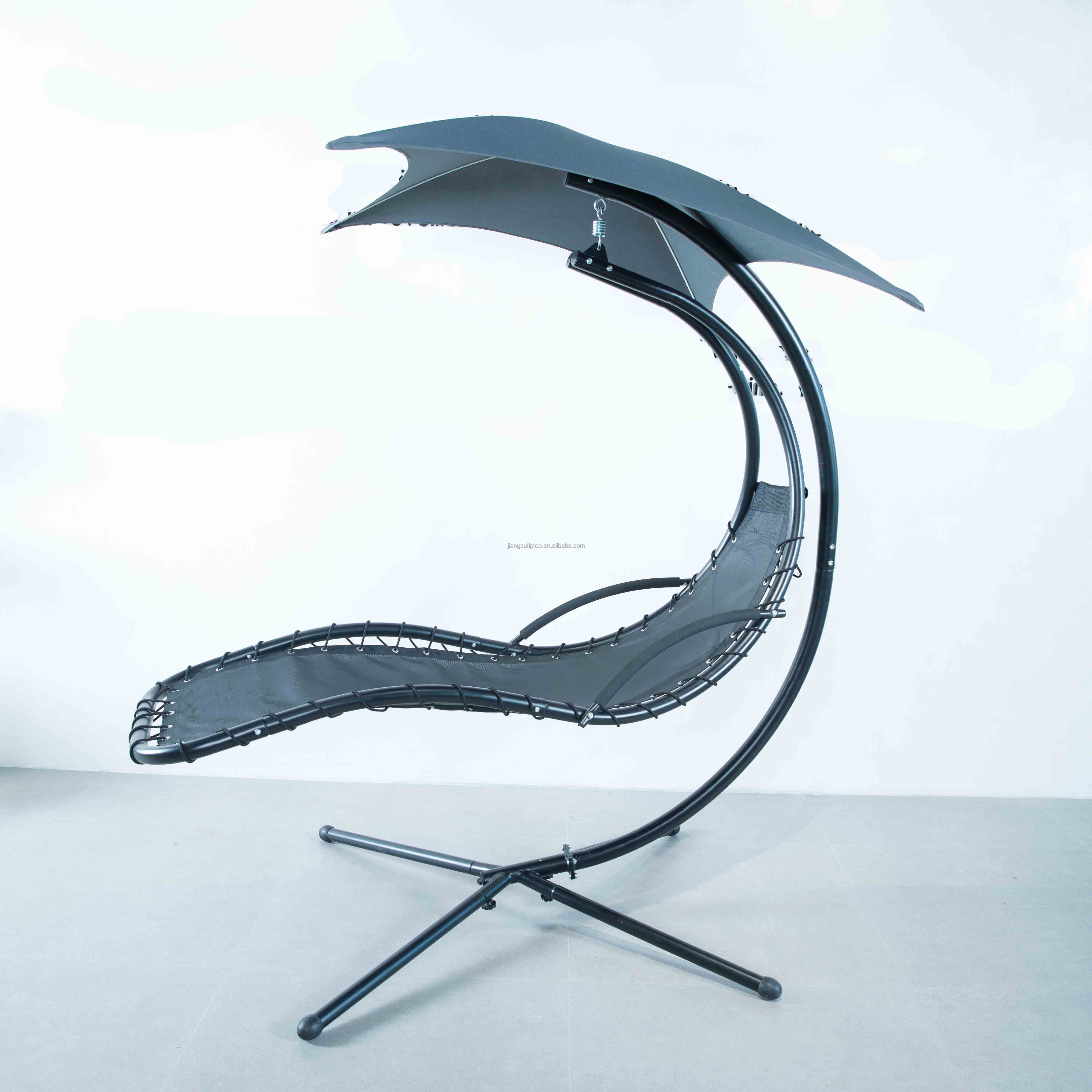 Lounger Floating Chaise Canopy Swing Lounge Chair Hammock Outdoor Hanging Curved Steel Chaise Lounge Chair Swing