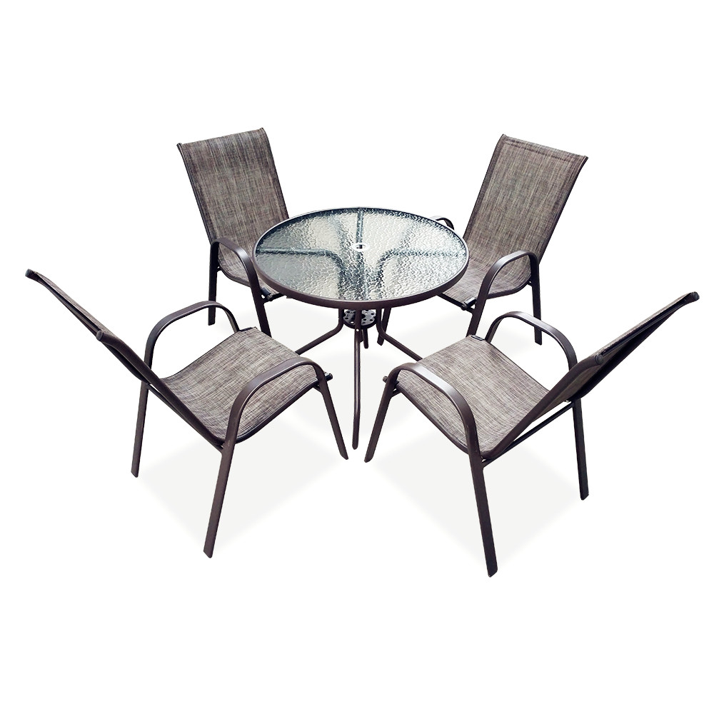 Modern Folding Garden Dining Set 4 Seat Garden Sets Patio Furniture Grey Customized Outdoor Furniture Comfortable Cafe Set