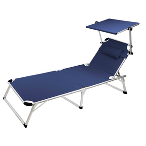 Folding Lounge Chair Pool Lounge Chairs for Outside Portable Tanning Chair Chaise Lounge with Sunshade