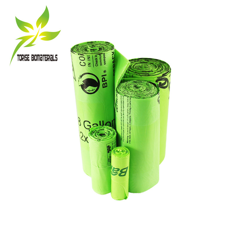 OK compost certified biodegradable and compostable extra large garbage roll bags black plastic die cut dustbin bags