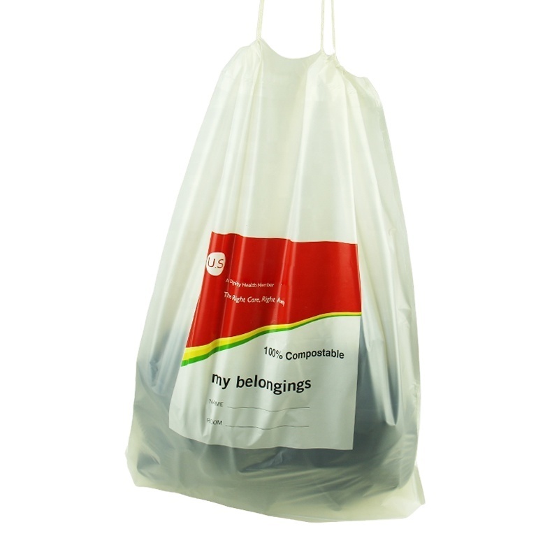 EN13432/BPI Certified 100% Compostable and Biodegradable Drawstring Bags for Medical Industry and Household Products